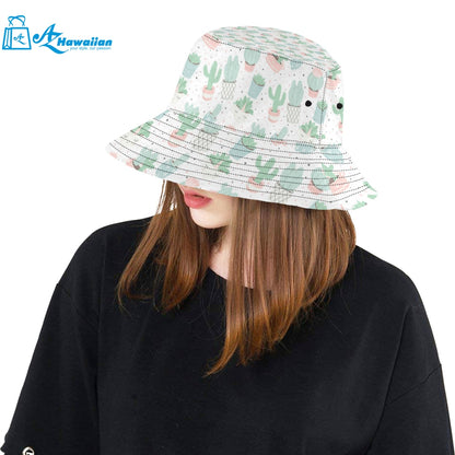 Pastel color cactus pattern Unisex Bucket Hat