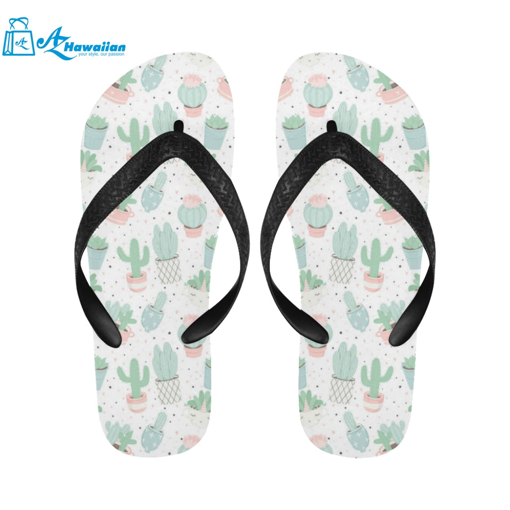 Pastel color cactus pattern Unisex Flip Flops