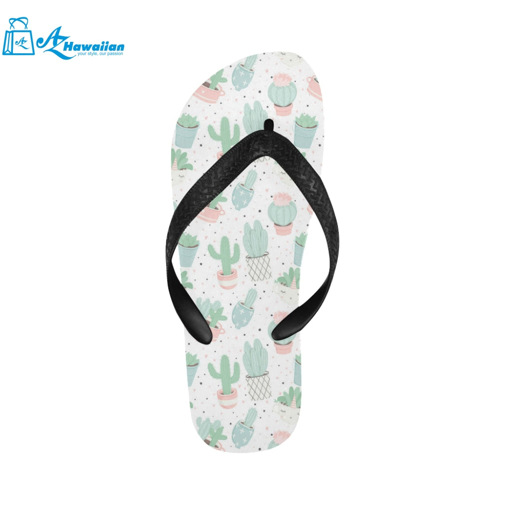 Pastel color cactus pattern Unisex Flip Flops