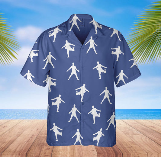 Football Fans Beach Shirt - Blue Hawaiian