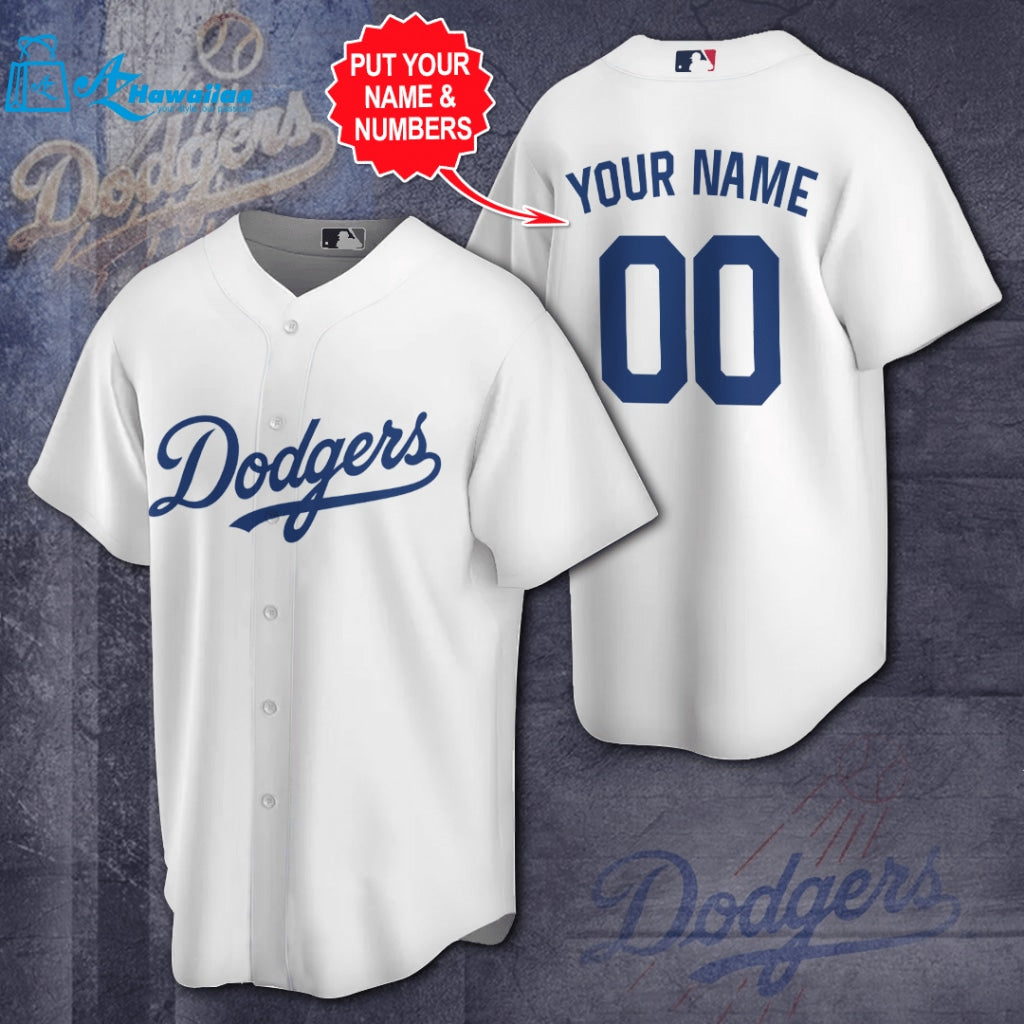 Personalize Los Angeles Dodgers Baseball Team All Over Print 3D Baseball Jersey-White