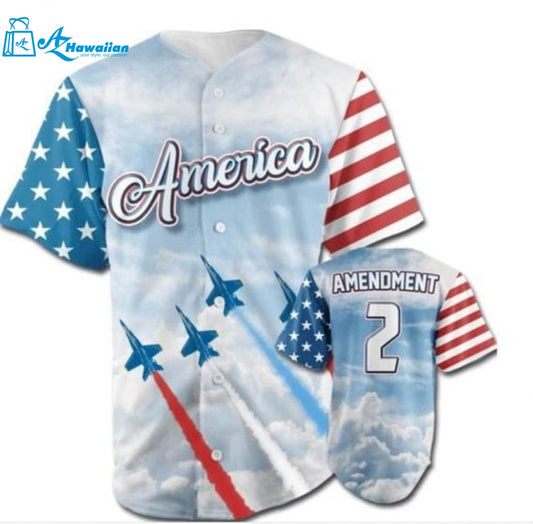 Personalized America USA Flag Plane All Over Print 3D Unisex Baseball Jersey