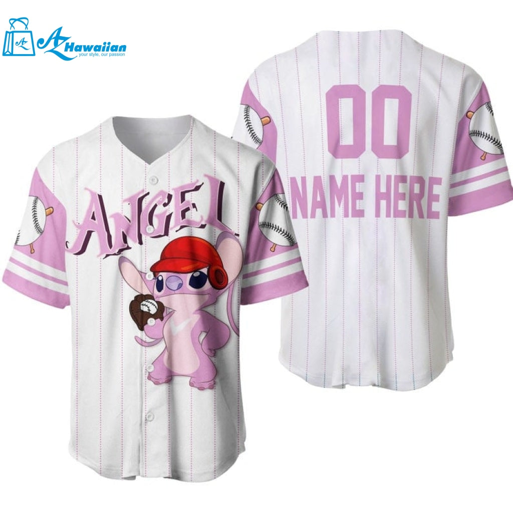 Personalized Angel Stitch Girlfriend All Over Print Pinstripe Baseball Jersey 