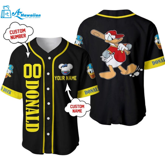 Personalized Angry Donald Duck Disney All Over Print Baseball Jersey 