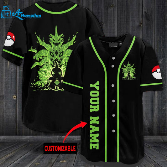 Personalized Angry Green Pokemon Baseball Jersey 