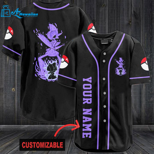 Personalized Awesome Purple Pokemon Baseball Jersey 