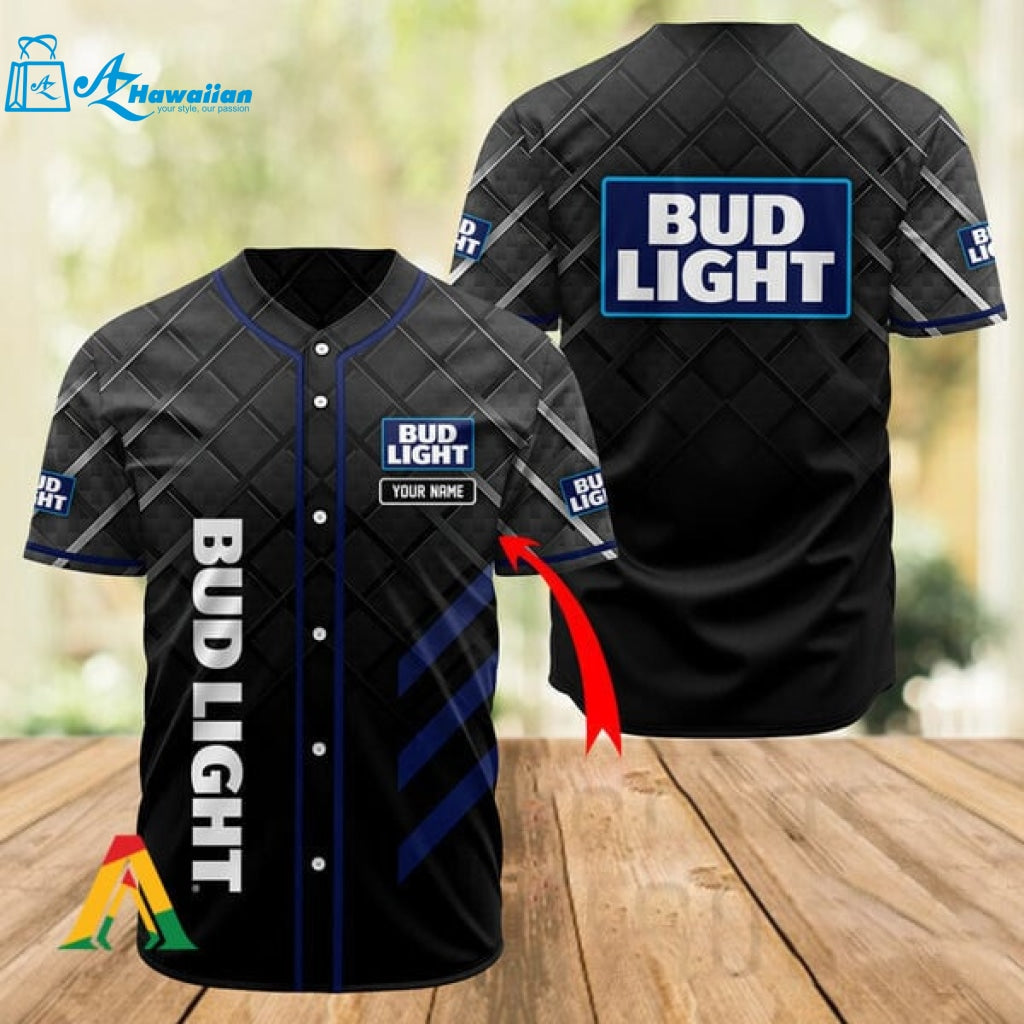 Personalized Black Bud Light Baseball Jersey