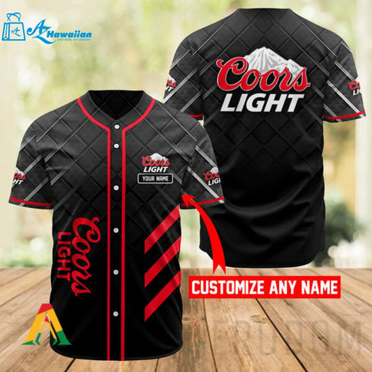 Personalized Black Coors Light Baseball Jersey