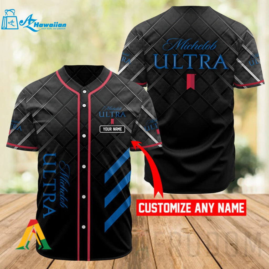 Personalized Black Michelob ULTRA Baseball Jersey