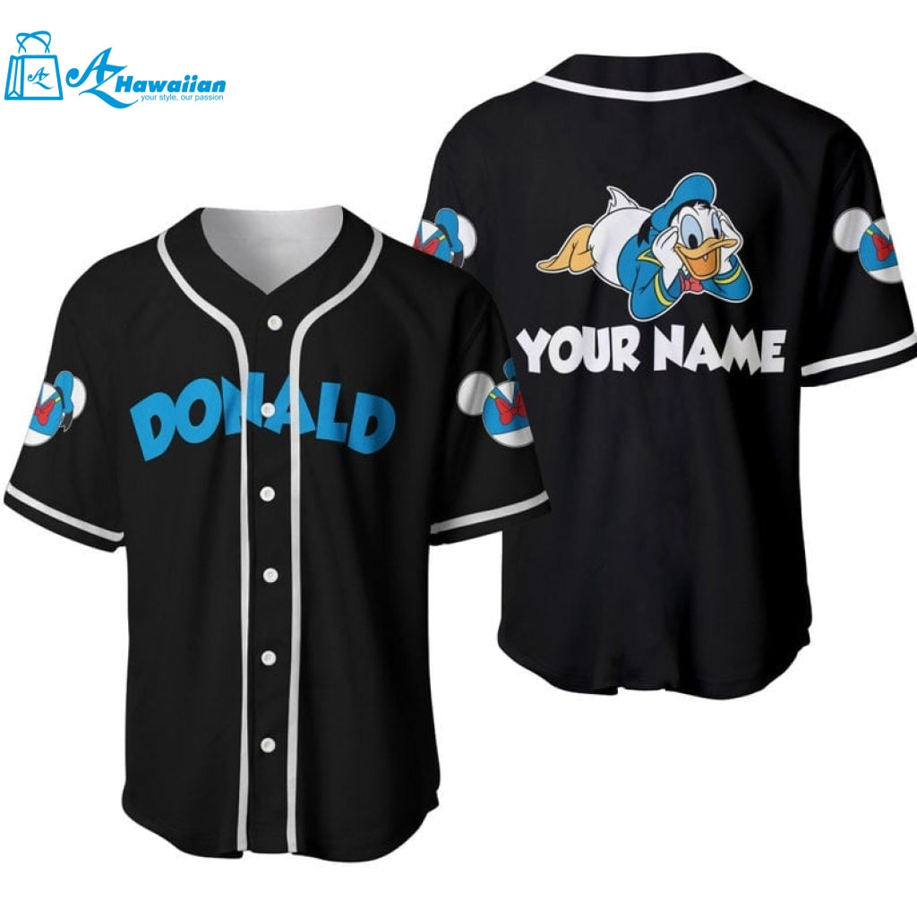 Personalized Blue Chilling Donald Duck All Over Print Baseball Jersey 