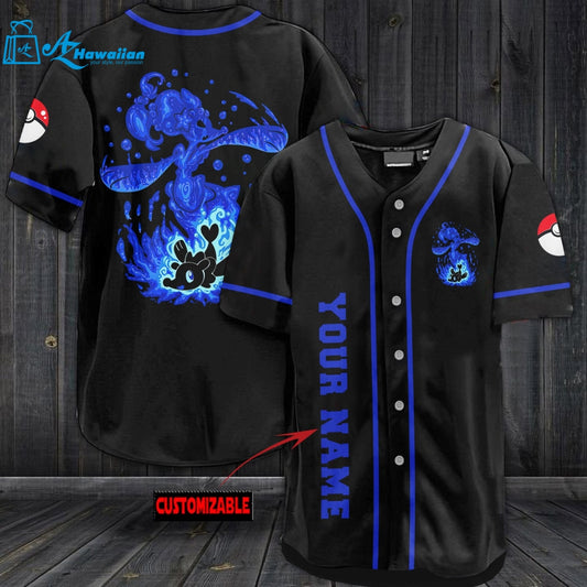 Personalized Blue Pokemon Baseball Jersey 