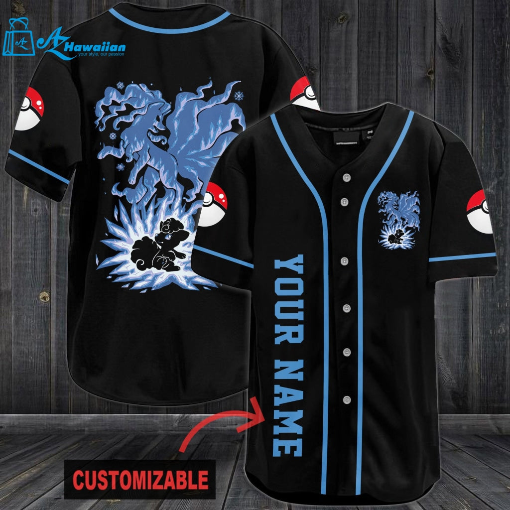 Personalized Blue Vulpix Baseball Jersey 