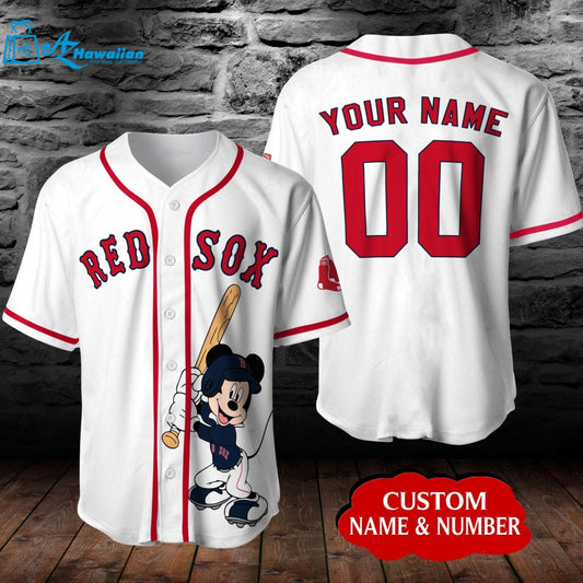 Personalized Boston Red Sox Mickey Mouse Disney All Over Print Unisex Baseball Jersey 