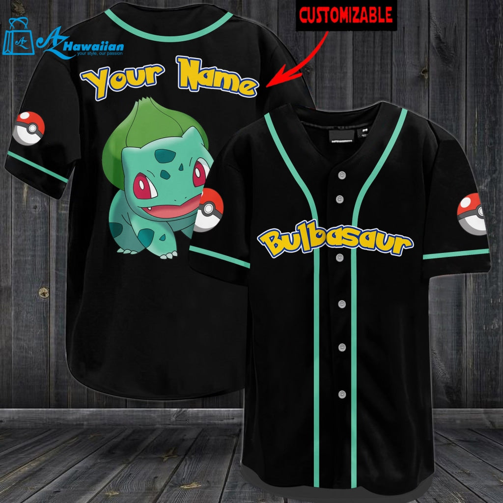 Personalized Bulbasaur Baseball Jersey 