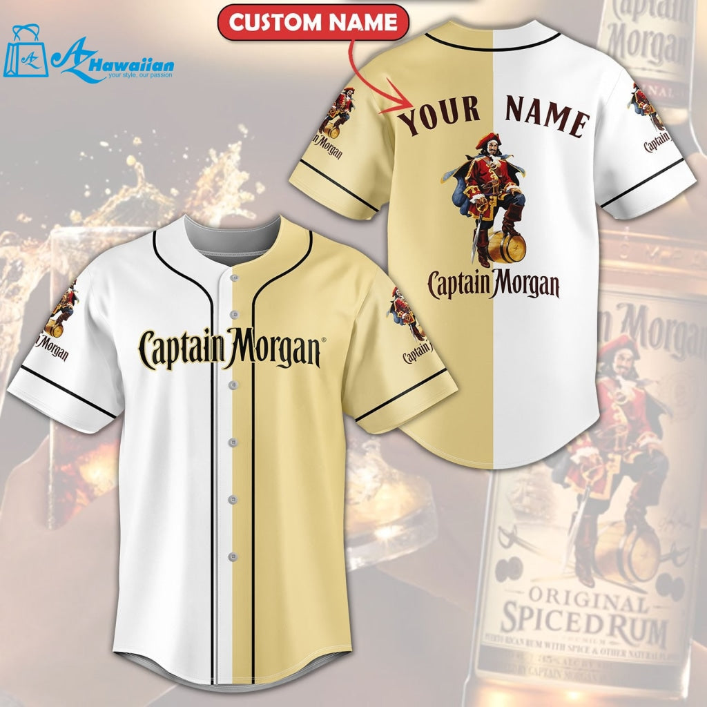 Personalized Captain Morgan All Over Print Unisex Baseball Jersey Yellow