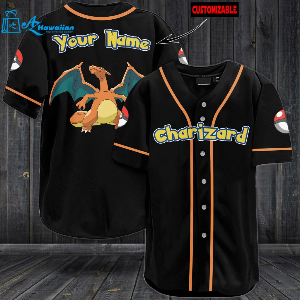 Personalized Charizard Baseball Jersey 