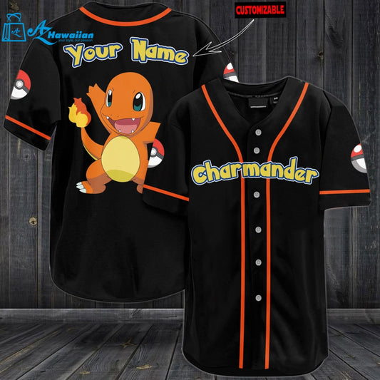 Personalized Charmander Baseball Jersey 