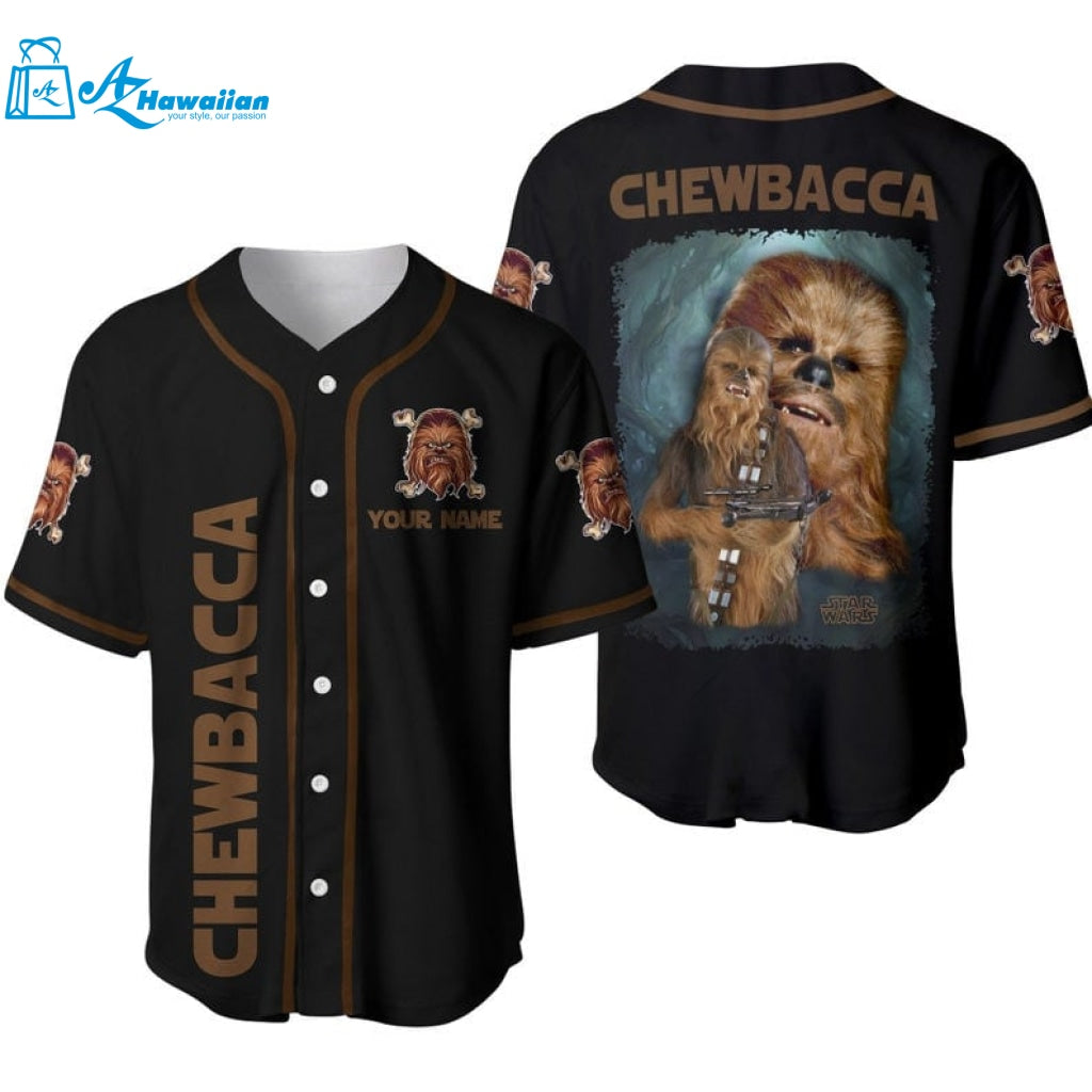 Personalized Chewbacca Chewie Star Wars All Over Print Baseball Jersey 