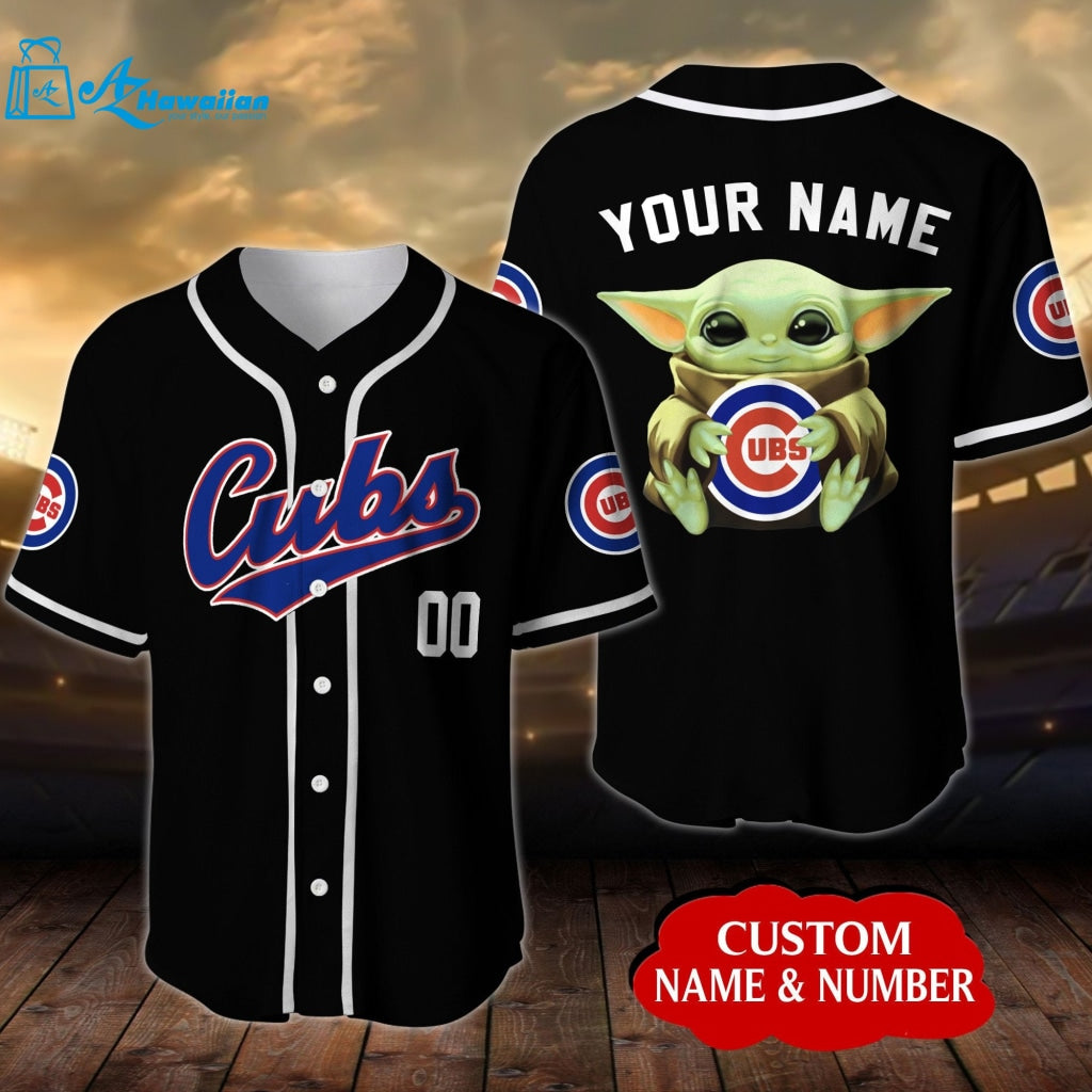 Personalized Chicago Cubs Baby Yoda Star Wars All Over Print 3D Unisex Baseball Jersey 