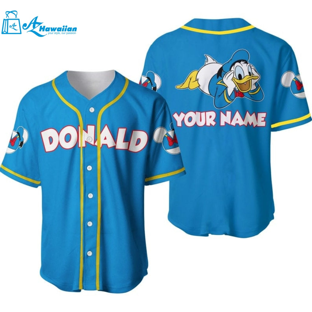 Personalized Chilling Donald Duck Disney All Over Print Baseball Jersey 