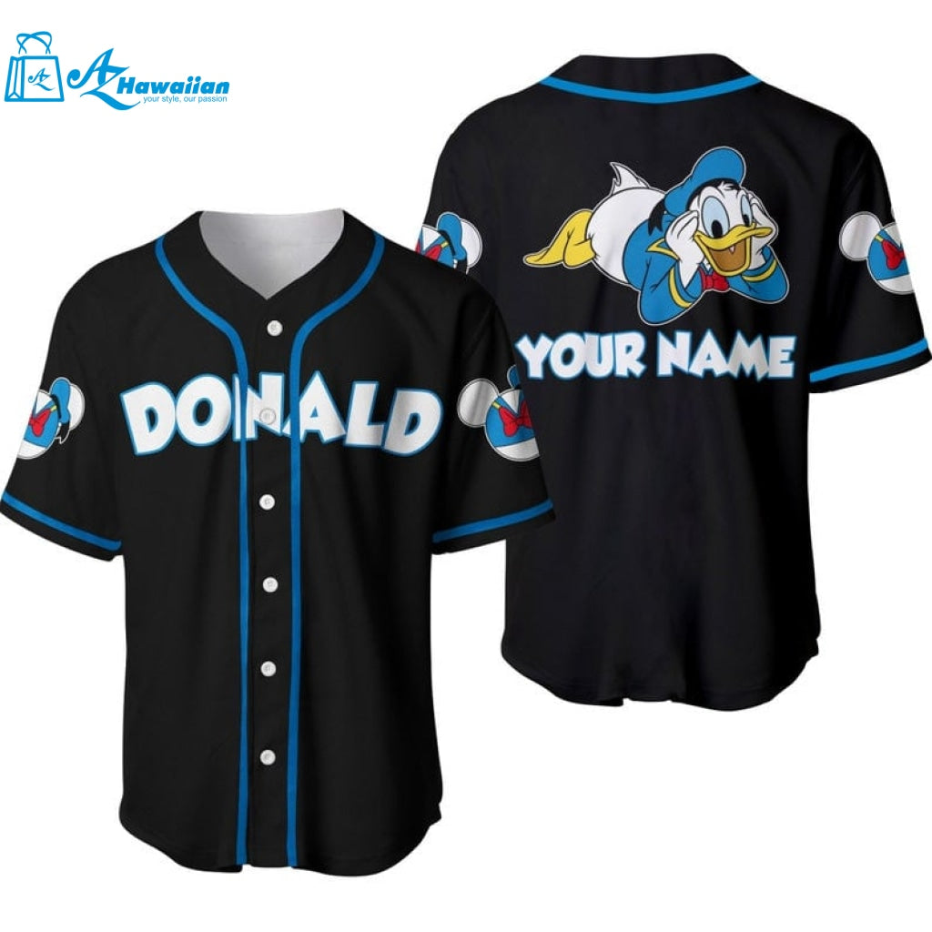 Personalized Chilling Donald Duck Disney All Over Print Baseball Jersey 