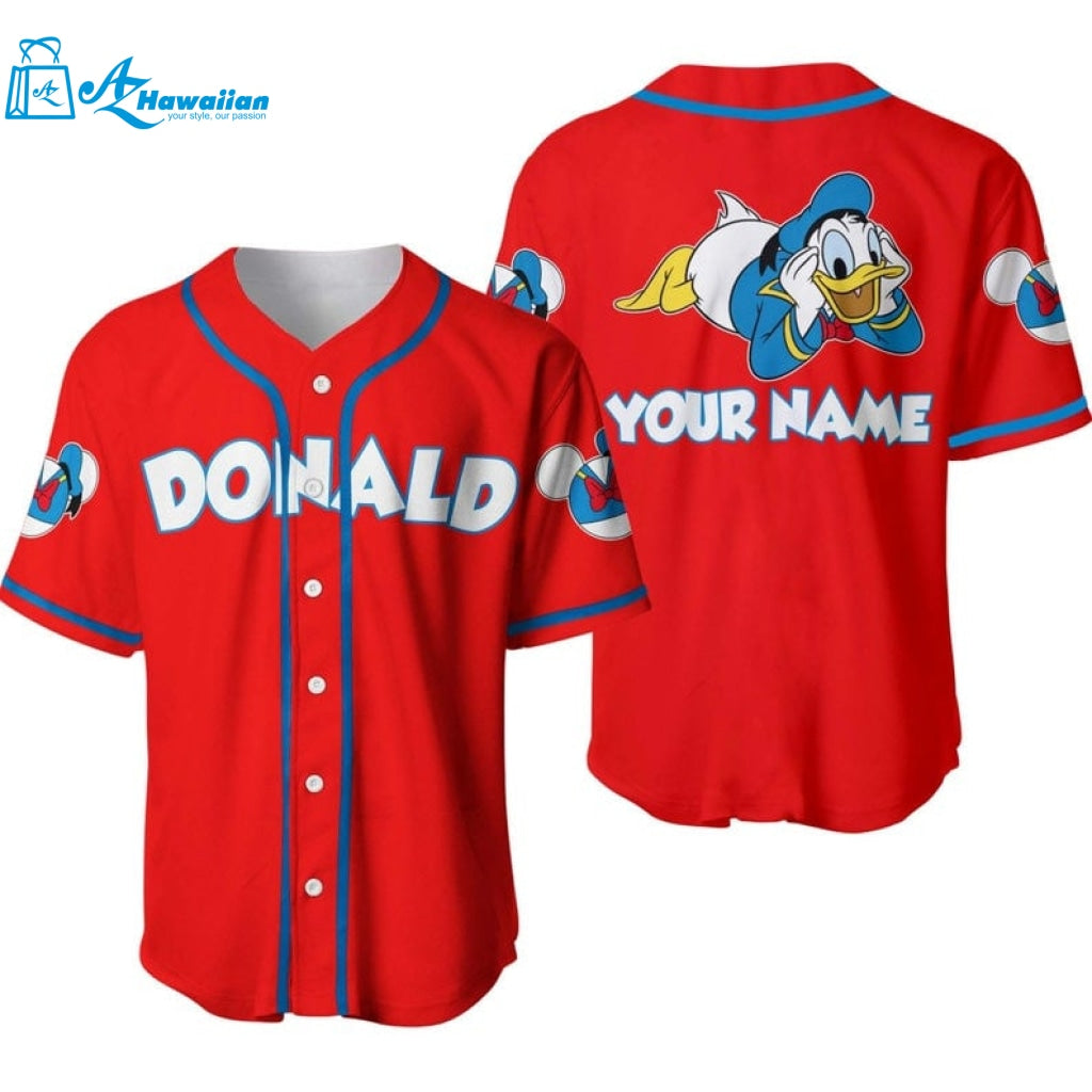 Personalized Chilling Donald Duck Disney All Over Print Baseball Jersey 