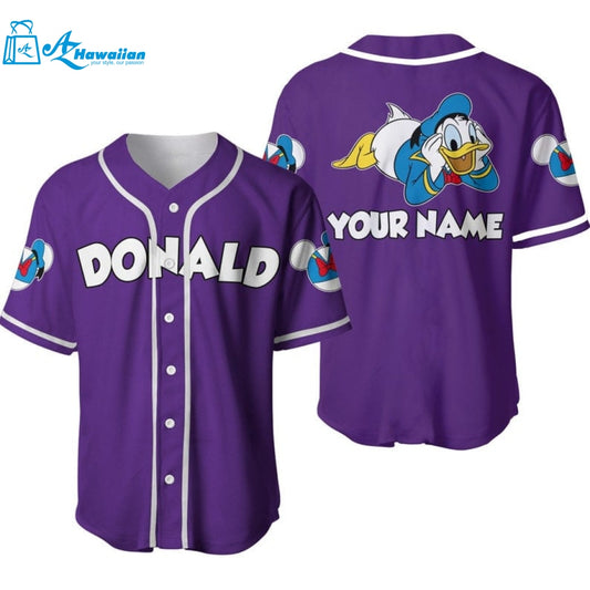 Personalized Chilling Donald Duck Disney All Over Print Baseball Jersey 