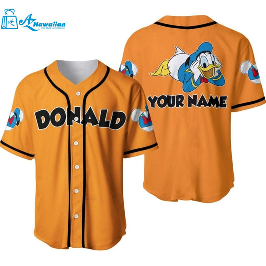 Personalized Chilling Donald Duck Disney All Over Print Baseball Jersey 