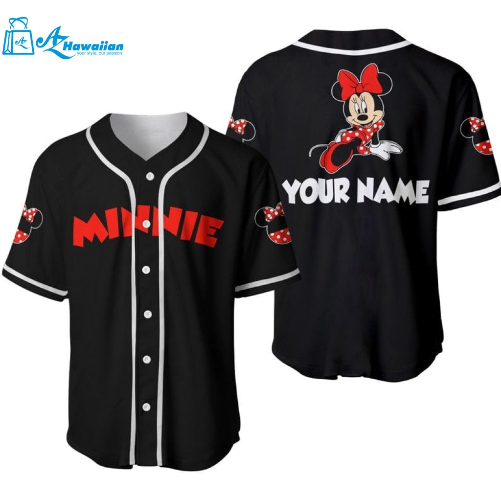 Personalized Chilling Red Minnie Mouse Disney All Over Print Baseball Jersey 