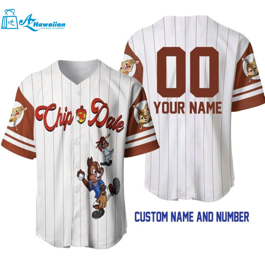 Personalized Chipmunks Chip & Dale All Over Print Pinstripe Baseball Jersey 