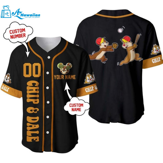 Personalized Chipmunks Chip & Dale Disney Playing Baseball All Over Print Baseball Jersey 