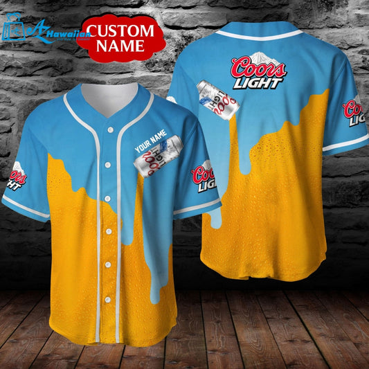 Personalized Coors Light Beer All Over Print 3D Unisex Baseball Jersey Shirt & Orange