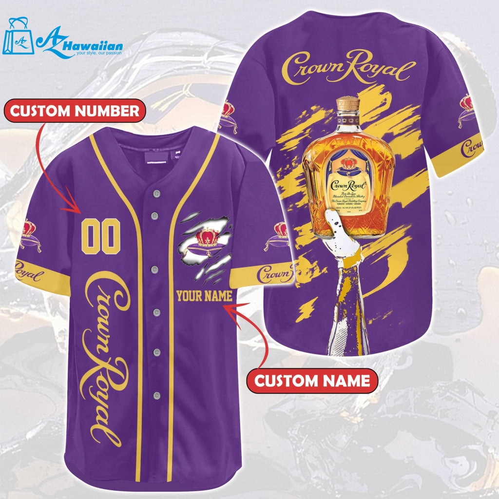 Personalized Crown Royal All Over Print Unisex Baseball Jersey Yellow