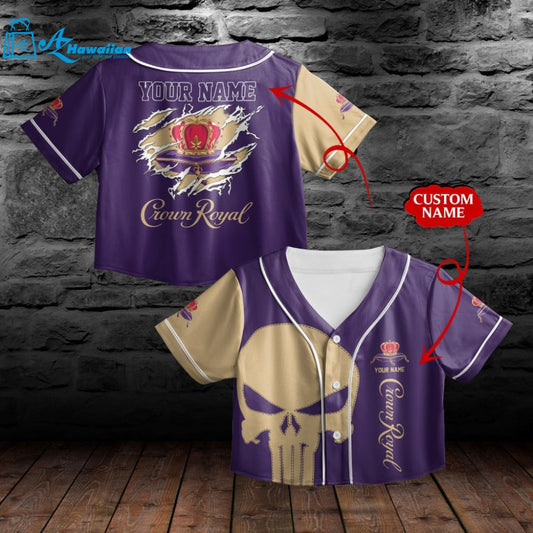 Personalized Crown Royal Canadian Whisky All Over Print Crop-top Baseball Jersey 