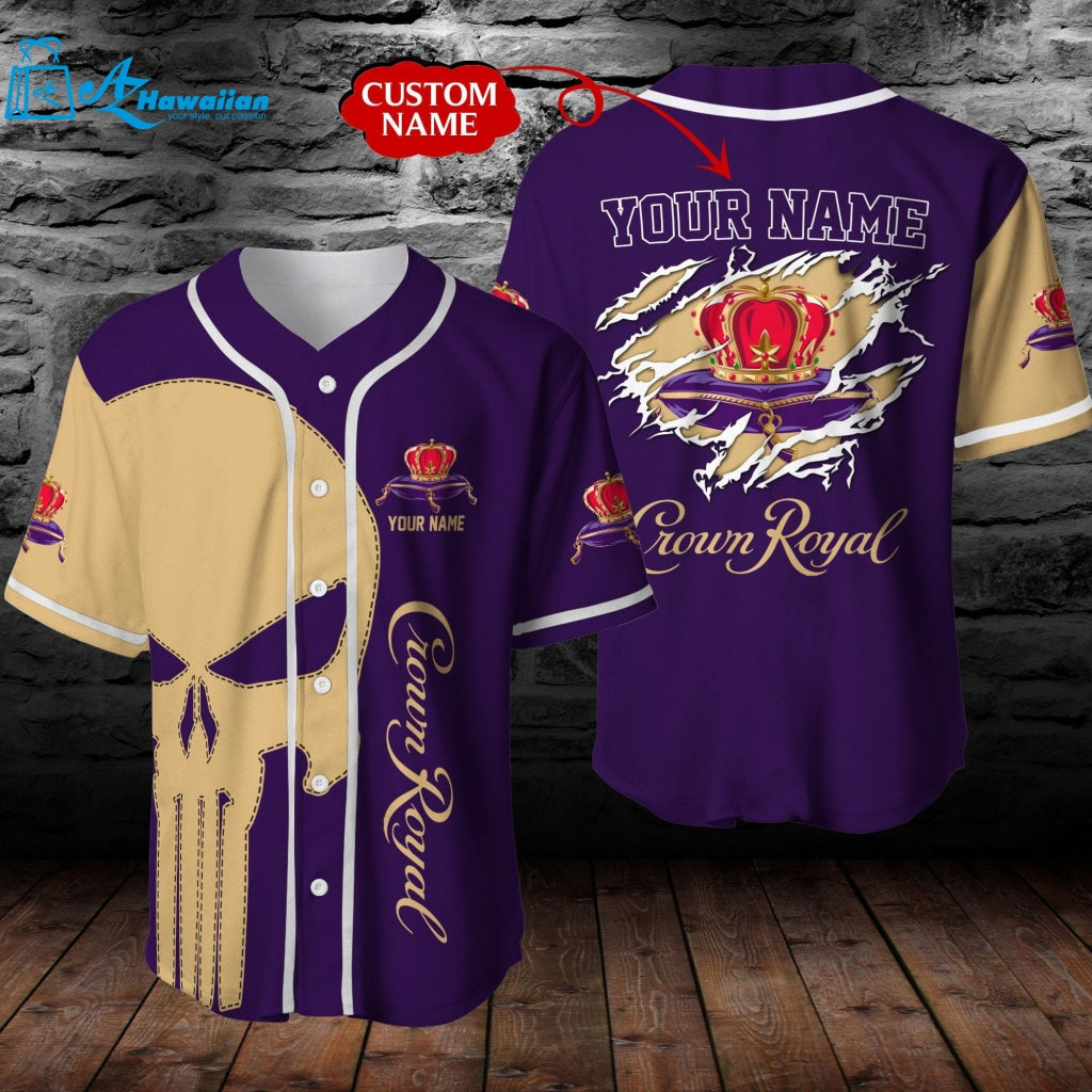 Personalized Crown Royal Canadian Whisky All Over Print Unisex Baseball Jersey 