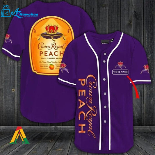 Personalized Crown Royal Peach Baseball Jersey Shirt