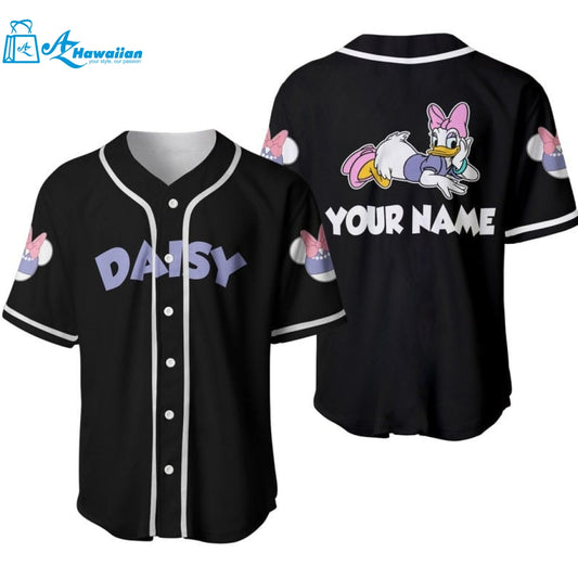 Personalized Cute Purple Daisy Duck All Over Print Baseball Jersey 