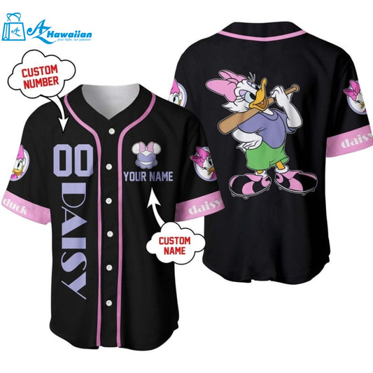 Personalized Daisy Duck Playing Baseball All Over Print Baseball Jersey 