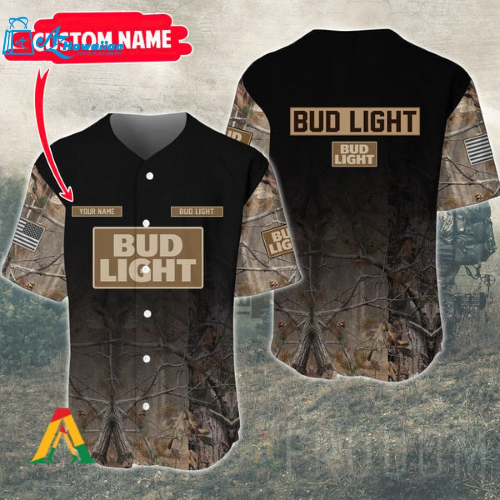 Personalized Deer Hunting Bud Light Baseball Jersey