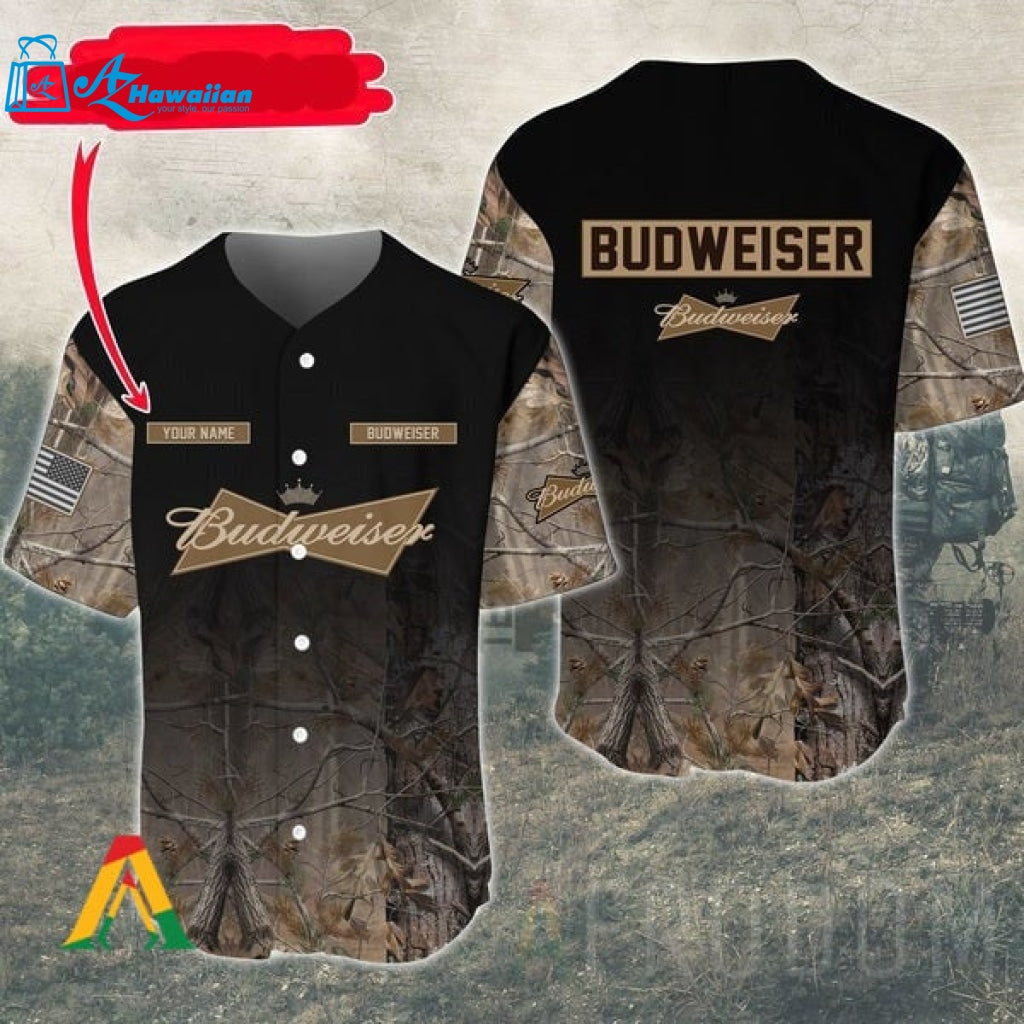 Personalized Deer Hunting Budweiser Baseball Jersey