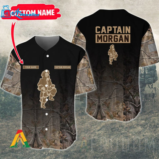 Personalized Deer Hunting Captain Morgan Baseball Jersey