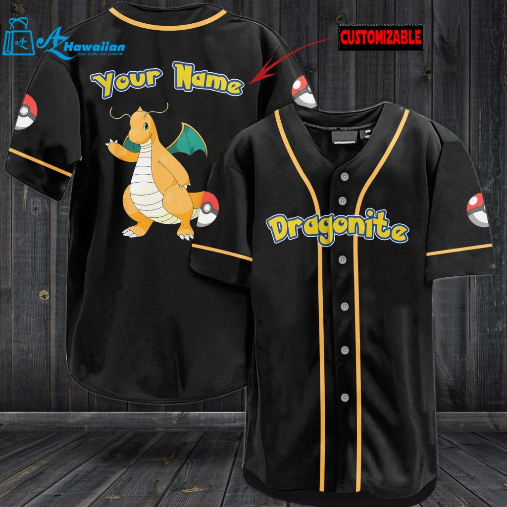 Personalized Dragonite Baseball Jersey 