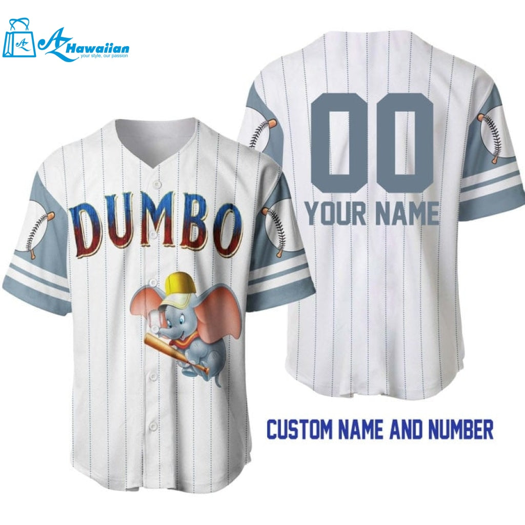 Personalized Dumbo The Flying Elephant All Over Print Pinstripe Baseball Jersey 