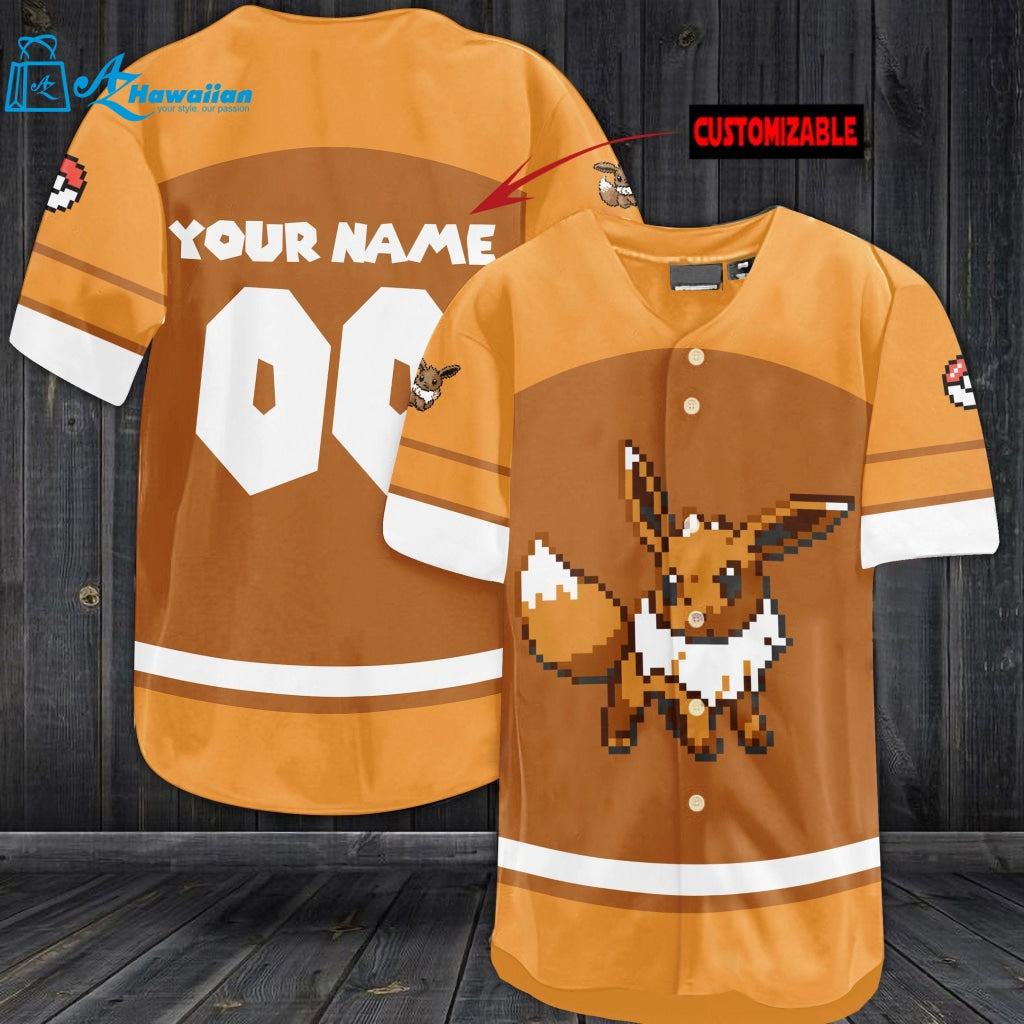 Personalized Eevee Minecraft Baseball Jersey