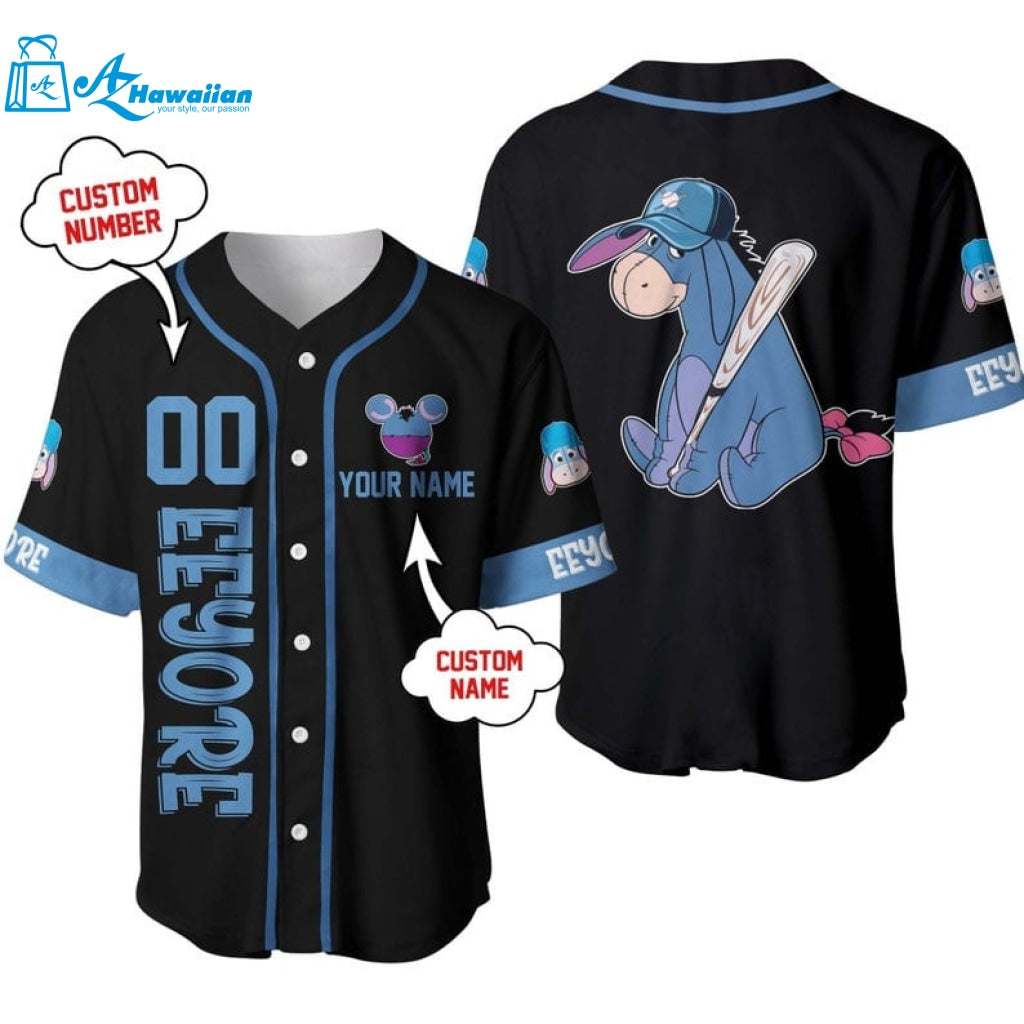 Personalized Eeyore Disney Playing Baseball All Over Print Baseball Jersey 