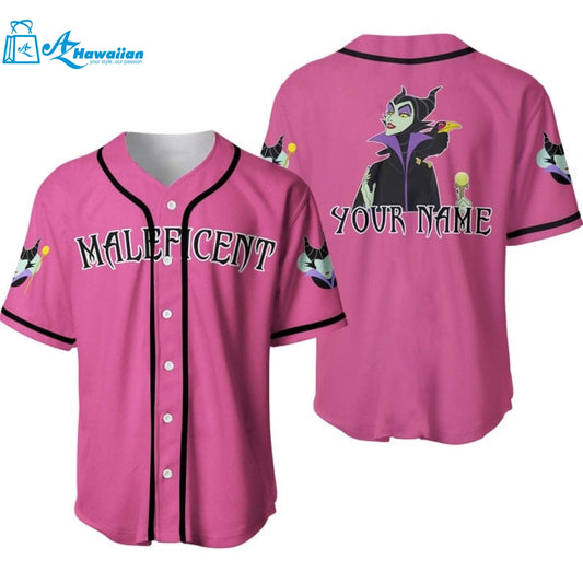 Personalized Evil Queen Maleficent Disney All Over Print Baseball Jersey - Pink