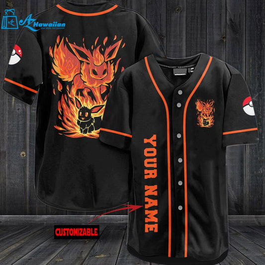 Personalized Flareon Eevee Baseball Jersey 