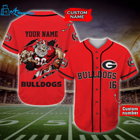 Personalized Georgia Bulldogs Player All Over Print 3D Baseball Jersey 