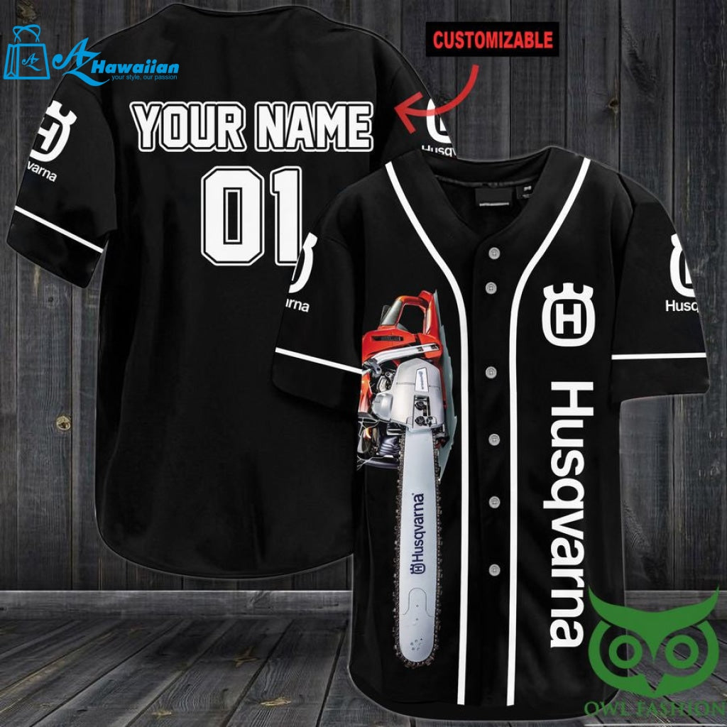 Personalized Gift, Custom Name Number Husqvarna black version Motorcycles Baseball Jersey Shirt