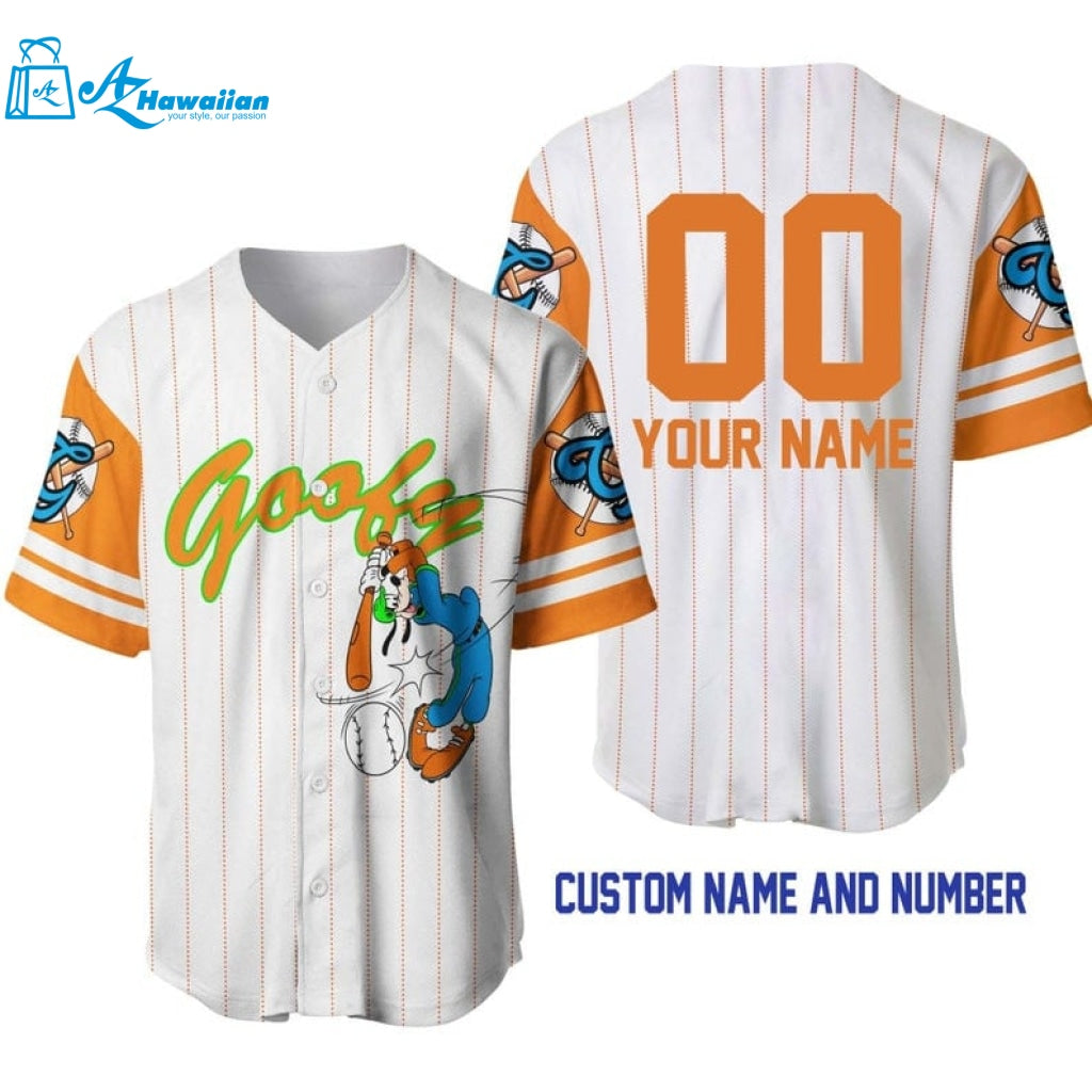 Personalized Goofy Dog All Over Print Pinstripe Baseball Jersey 